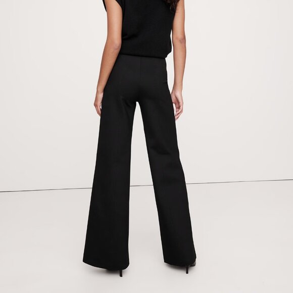 Banana Republic Black Ultra High Rise Wide Leg Everywhere Ponte Pants - Picture 3 of 8